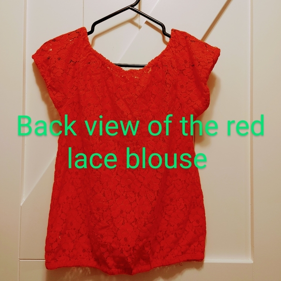 Red Lace Blouse, size XS To size S - Picture 3 of 3